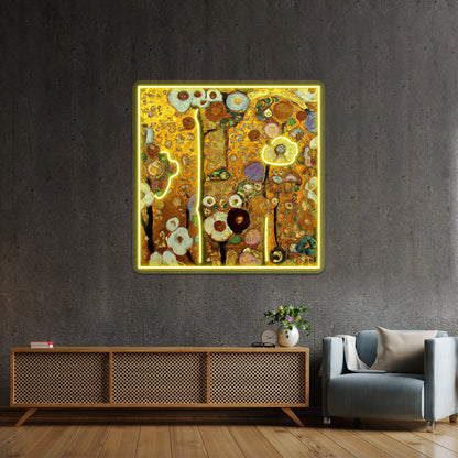 Flowers Gustav Klimt Wall Artwork Neon Signs