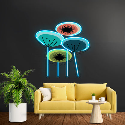 Flowers Mid Century Wall Artwork Neon Signs