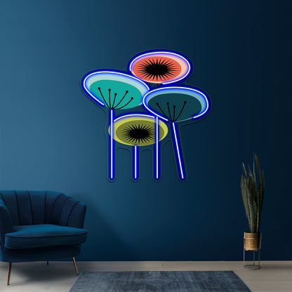 Flowers Mid Century Wall Artwork Neon Signs