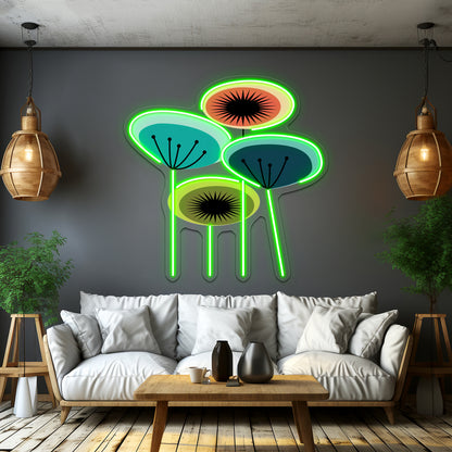 Flowers Mid Century Wall Artwork Neon Signs