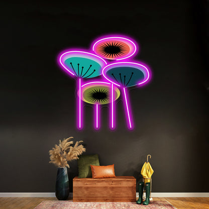 Flowers Mid Century Wall Artwork Neon Signs