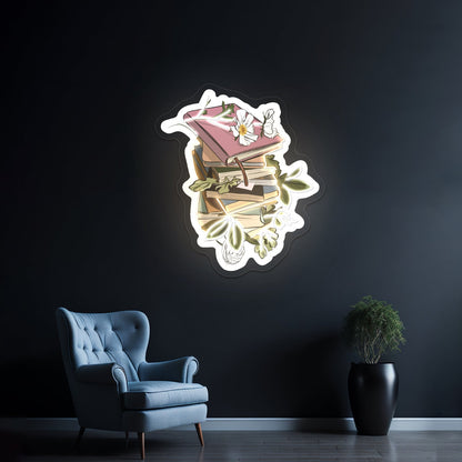 Flowers Wrapping Books Neon Signs For Sale - Shineneon