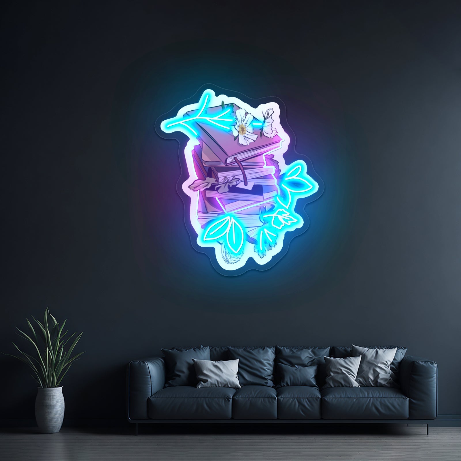 Flowers Wrapping Books Neon Signs For Sale - Shineneon