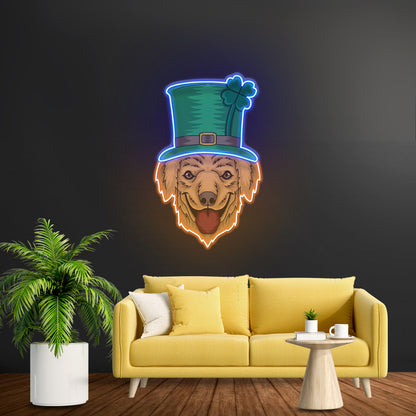 Fluffy Dog Leprechaun Saint Patrick Day Led Signs