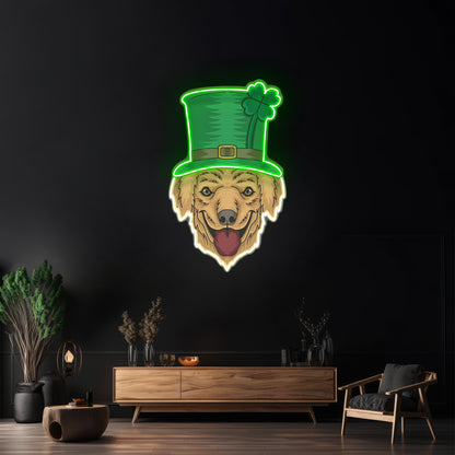 Fluffy Dog Leprechaun Saint Patrick Day Led Signs