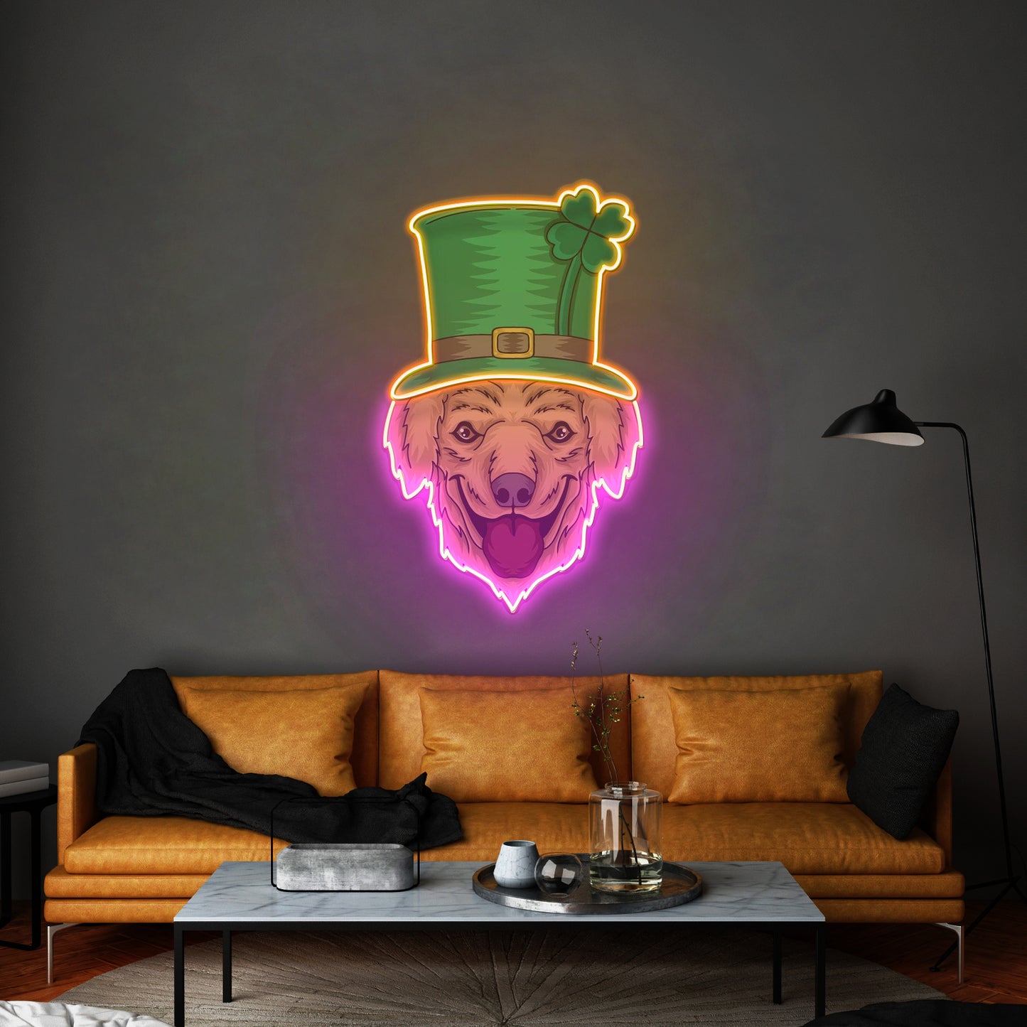 Fluffy Dog Leprechaun Saint Patrick Day Led Signs