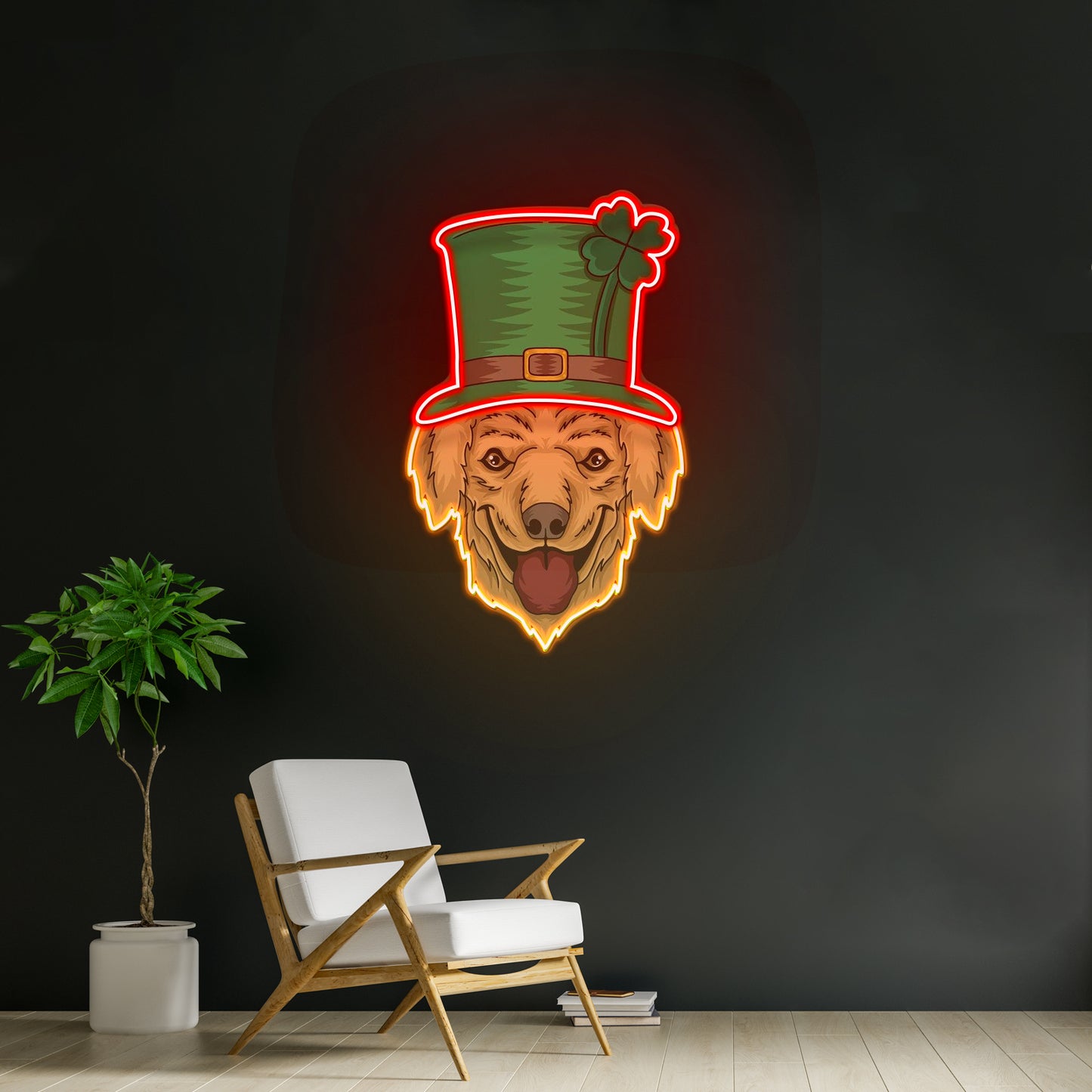 Fluffy Dog Leprechaun Saint Patrick Day Led Signs