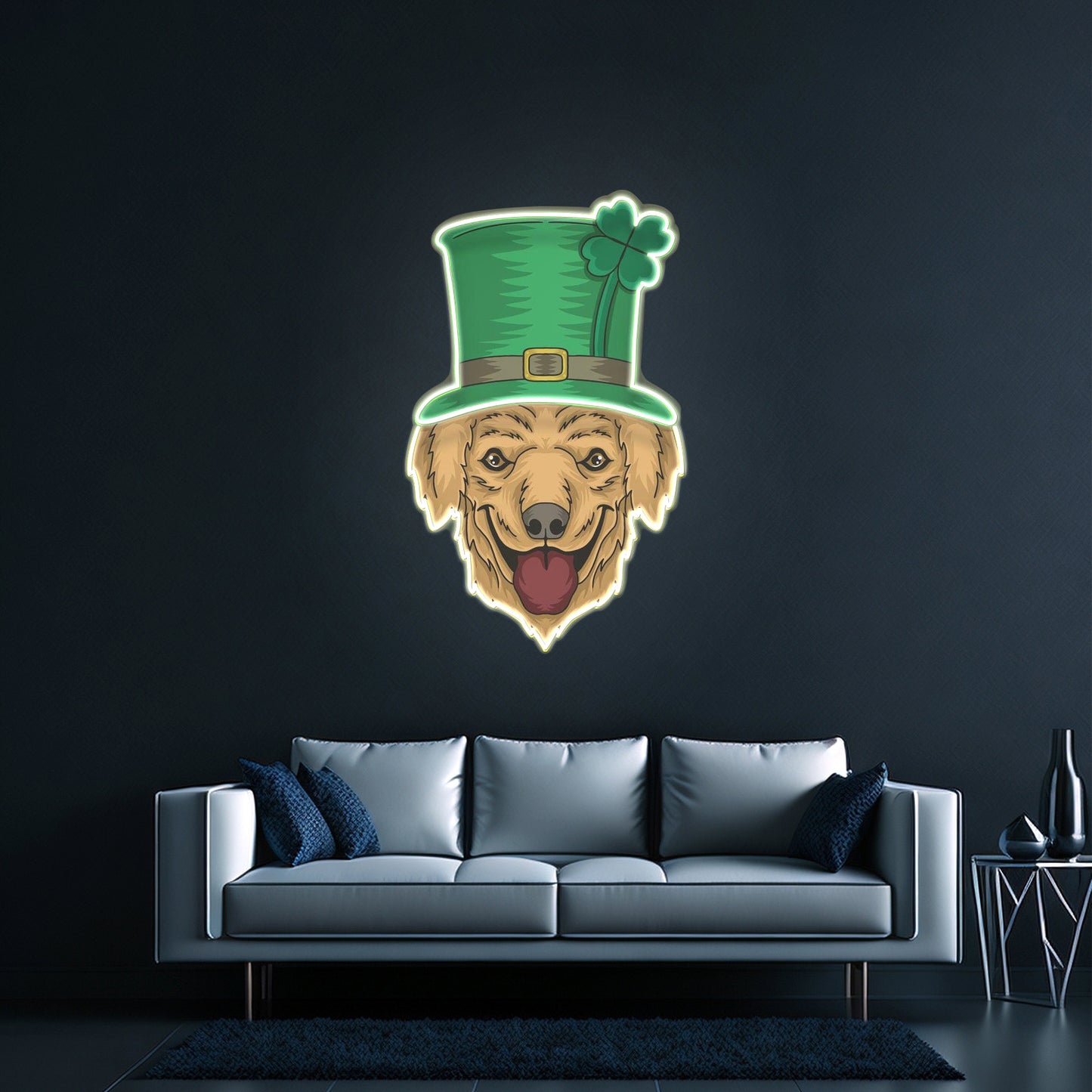 Fluffy Dog Leprechaun Saint Patrick Day Led Signs