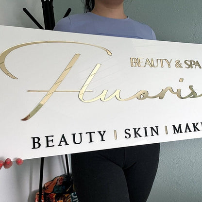 Fluoris Beauty Salon Acrylic Business Logo Sign - Shineneon