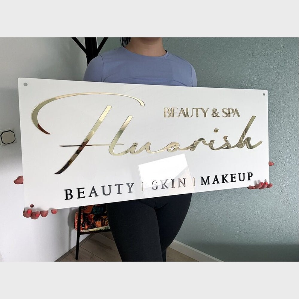 Fluorish Beauy Spa Acrylic Business Logo Sign - Shineneon