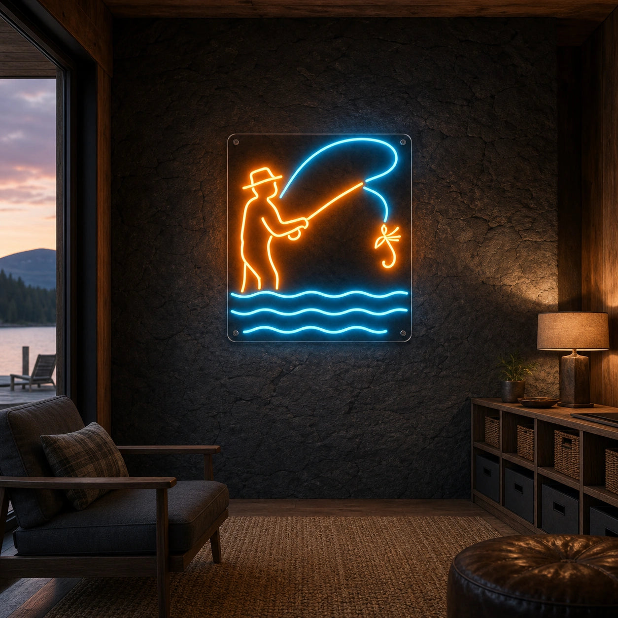 Fly Fishing LED Neon Sign Home Bar Wall Decoration size image