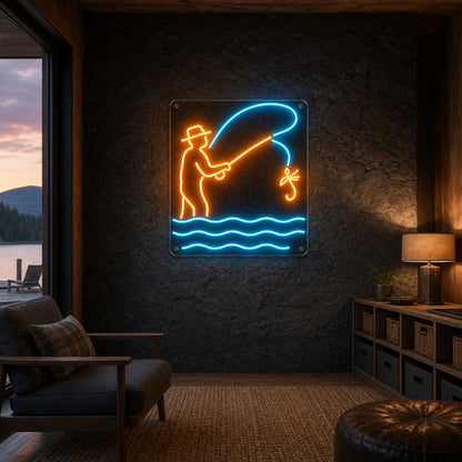 Fly Fishing LED Neon Sign Home Bar Wall Decoration size image
