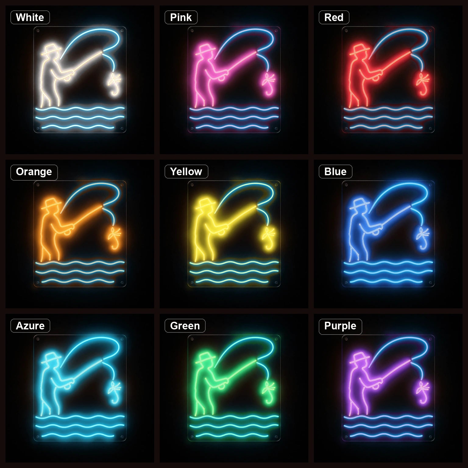 Fly Fishing LED Neon Sign Home Bar Wall Decoration color grid
