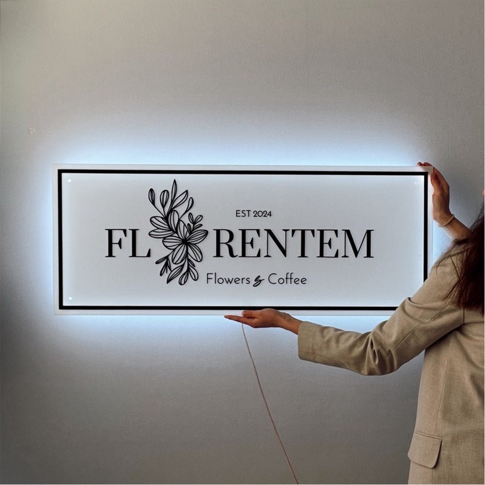 Fly Renteam Coffee Shop Acrylic Business Logo Sign - Shineneon