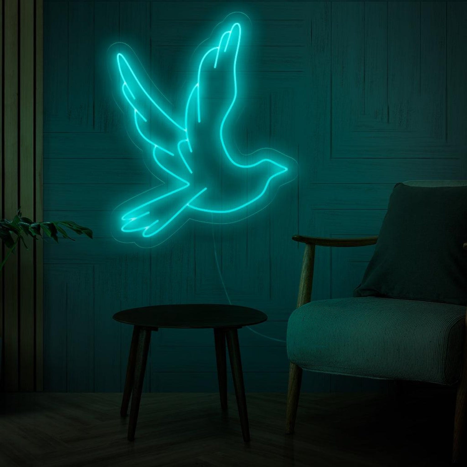 Flying Dove Teal Led Neon Sign For Modern Living Room Wall Decor | Shineneon