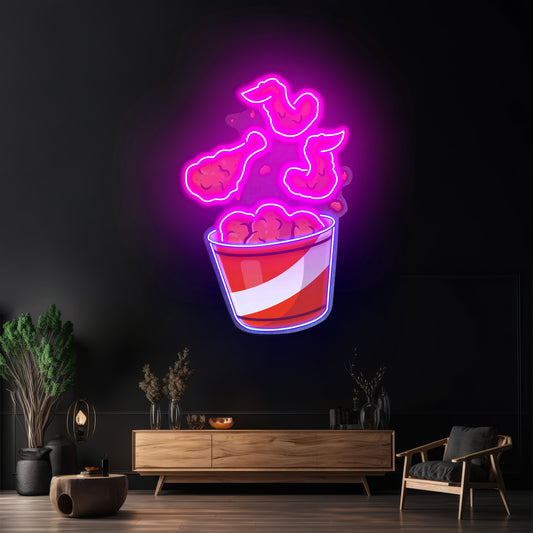 Flying Fried Chicken Led Neon Sign Light Custom Led Signs