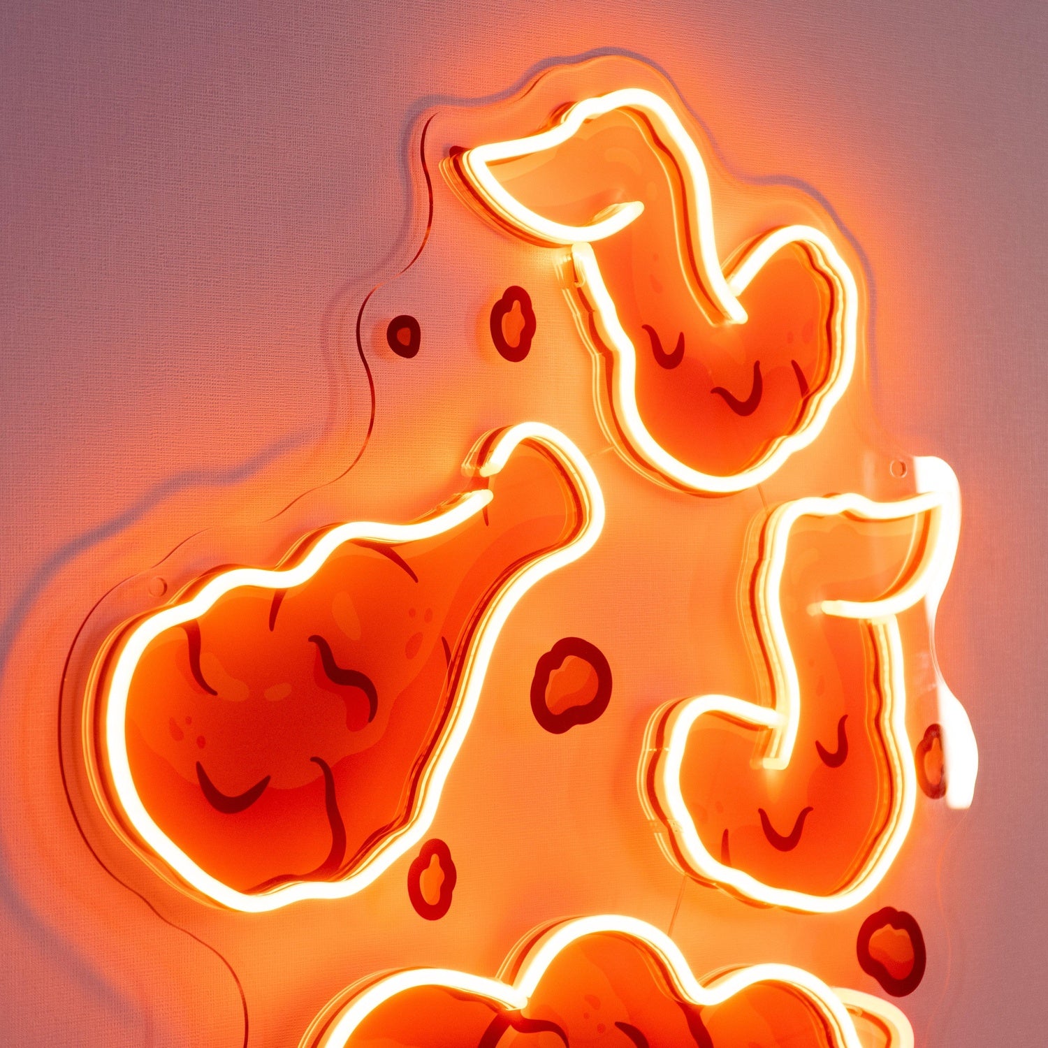 Flying Fried Chicken Red-Yellow Cartoon Uv Printed Led Neon Sign For Restaurant Wall | Shineneon