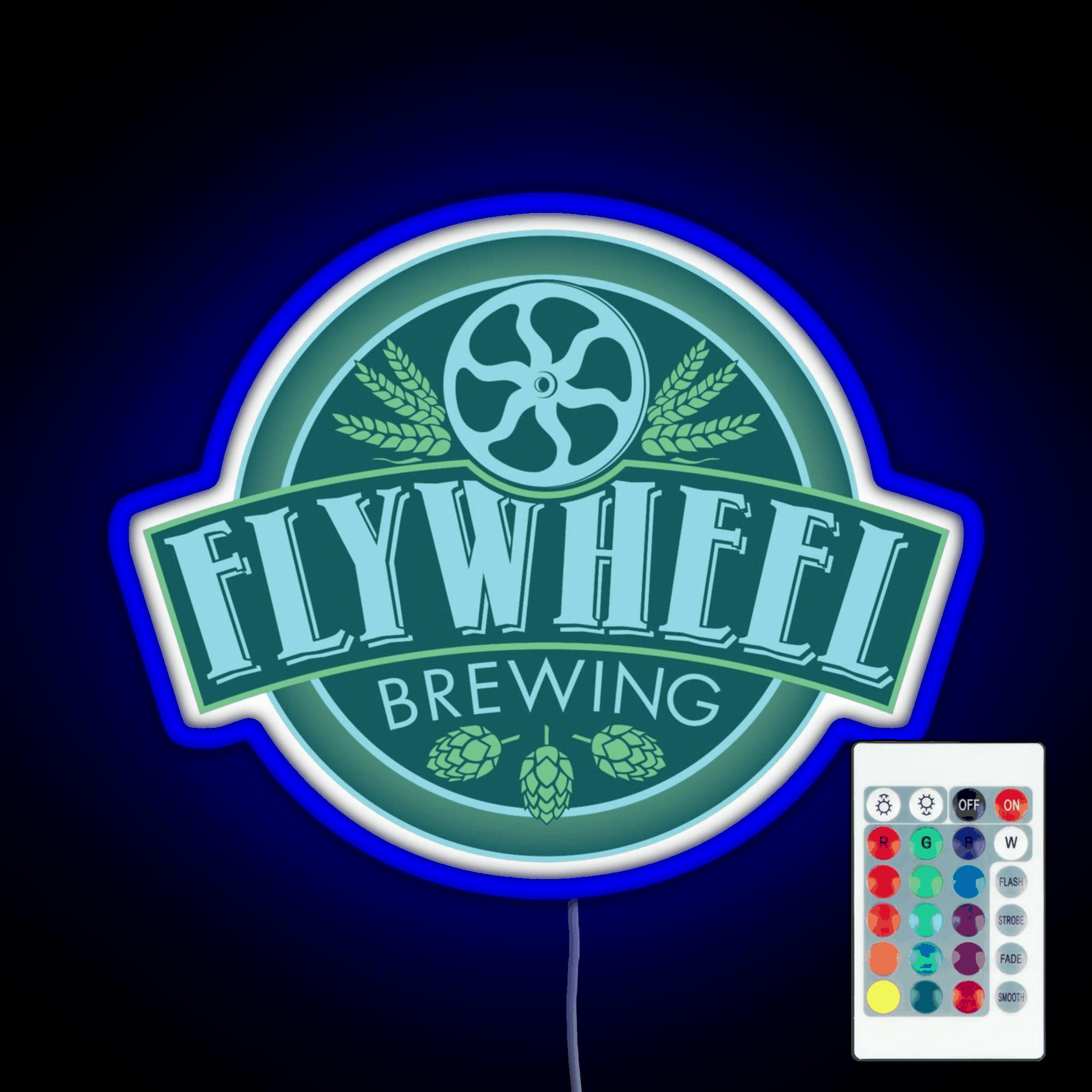 Flywheel Brewing Logo Rgb Led Neon Sign Pop Wall Art