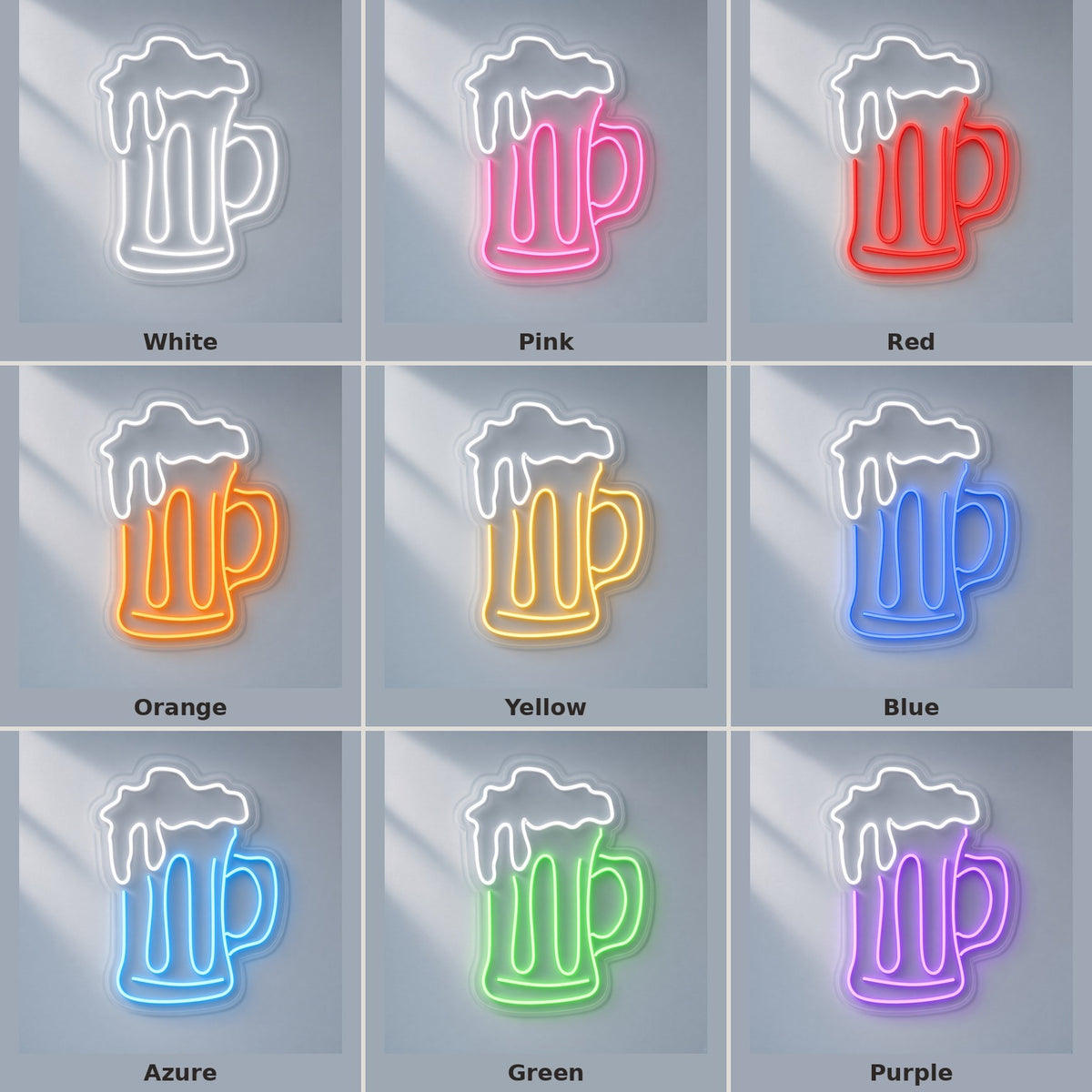 Foamy Beer Mug LED Neon Sign - nine-color grid