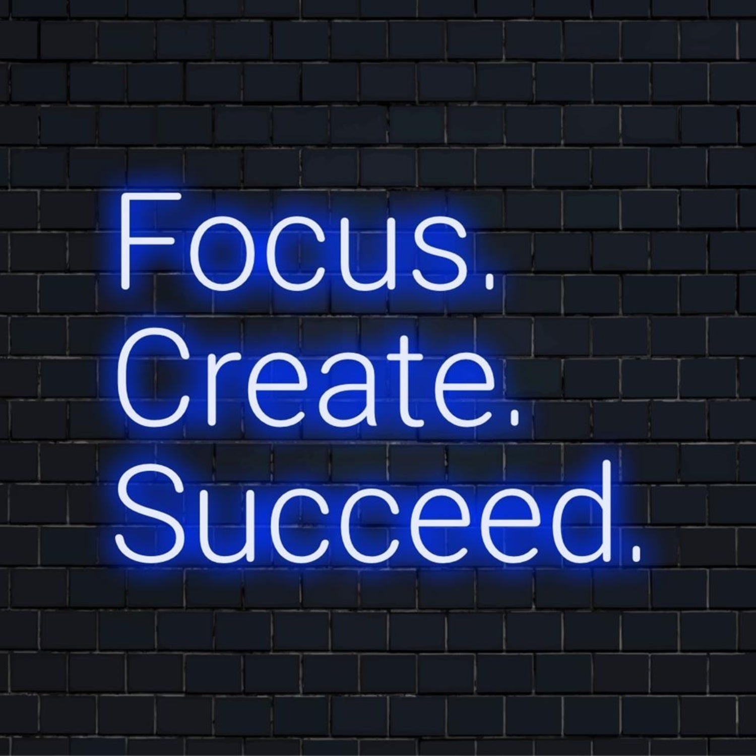 Focus Create Succeed Blue Modern Led Neon Sign For Office Studio Decor | Shineneon