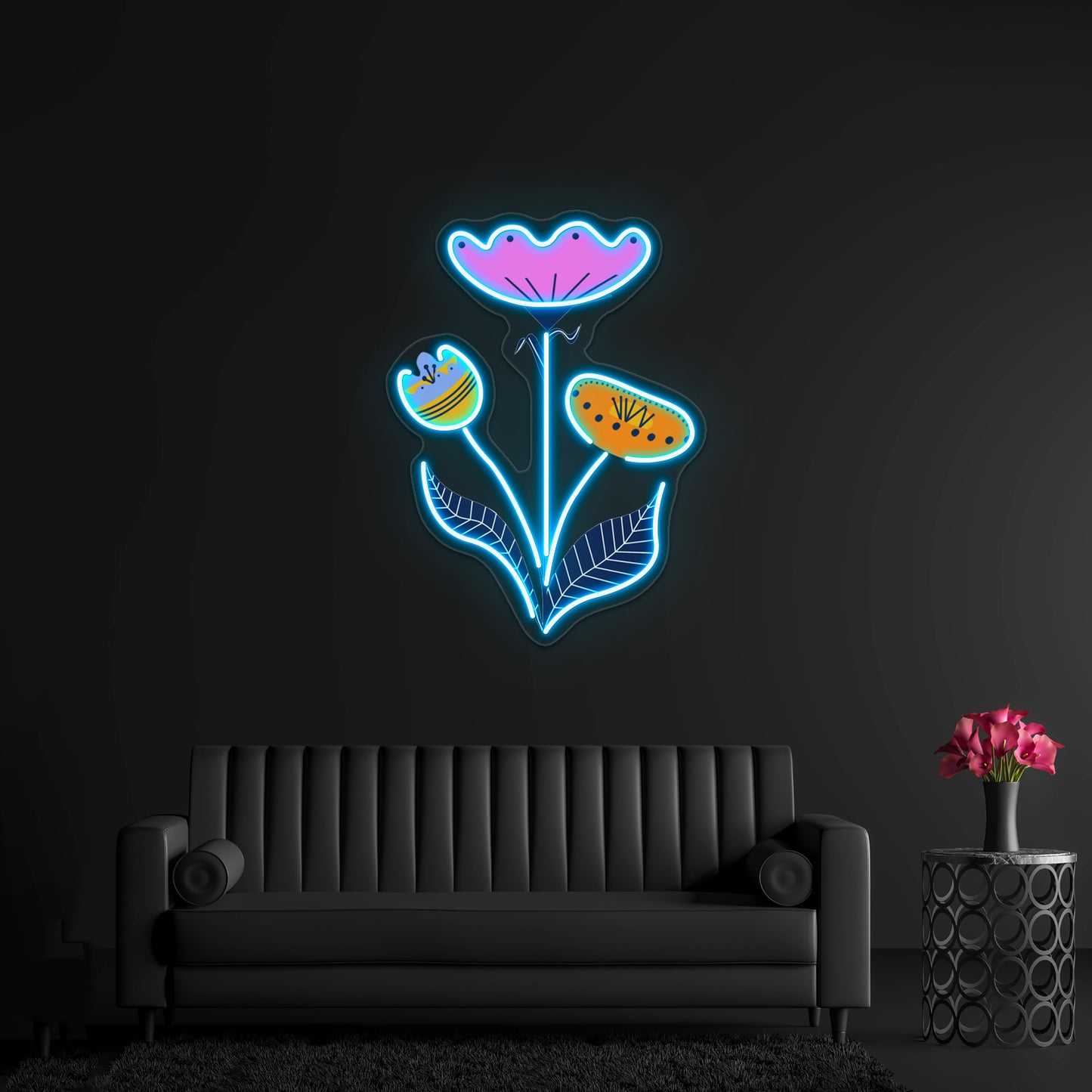 Folk Art Flower Bouquet Wall Artwork Neon Signs