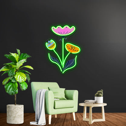 Folk Art Flower Bouquet Wall Artwork Neon Signs