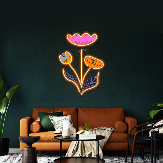 Folk Art Flower Bouquet Wall Artwork Neon Signs