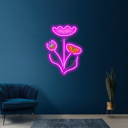 Folk Art Flower Bouquet Wall Artwork Neon Signs