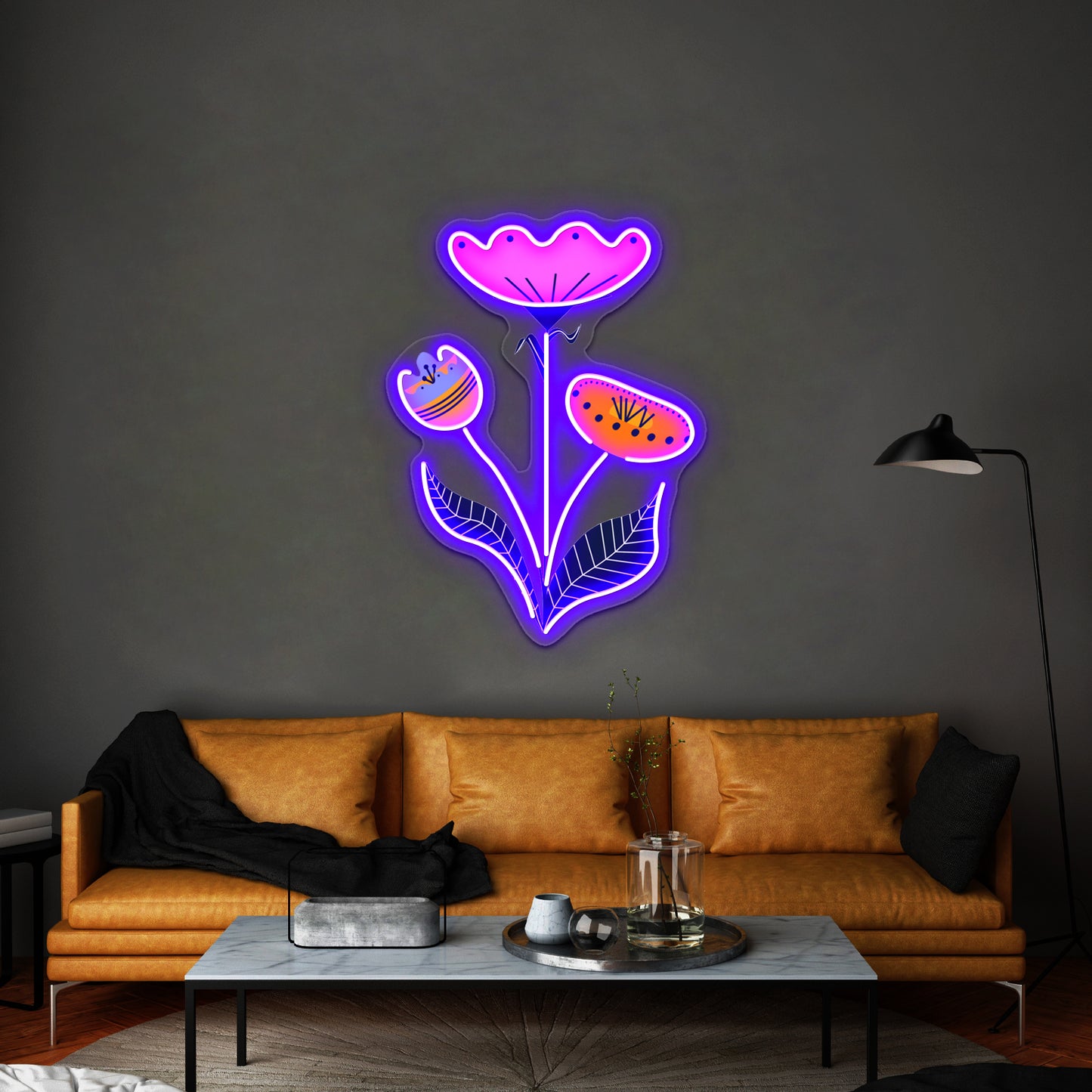 Folk Art Flower Bouquet Wall Artwork Neon Signs