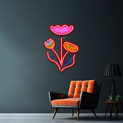 Folk Art Flower Bouquet Wall Artwork Neon Signs