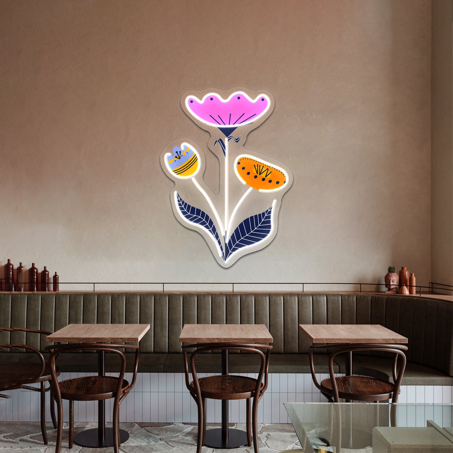 Folk Art Flower Bouquet Wall Artwork Neon Signs