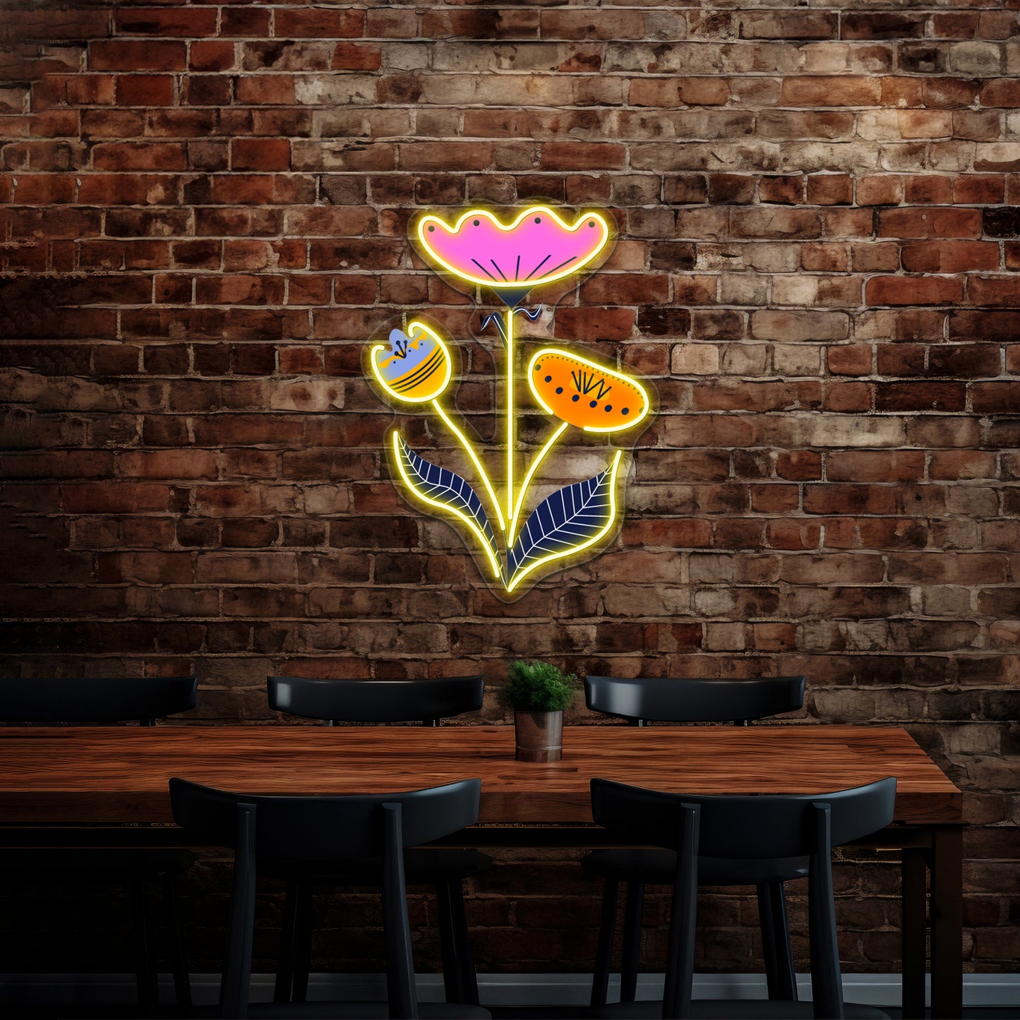 Folk Art Flower Bouquet Wall Artwork Neon Signs