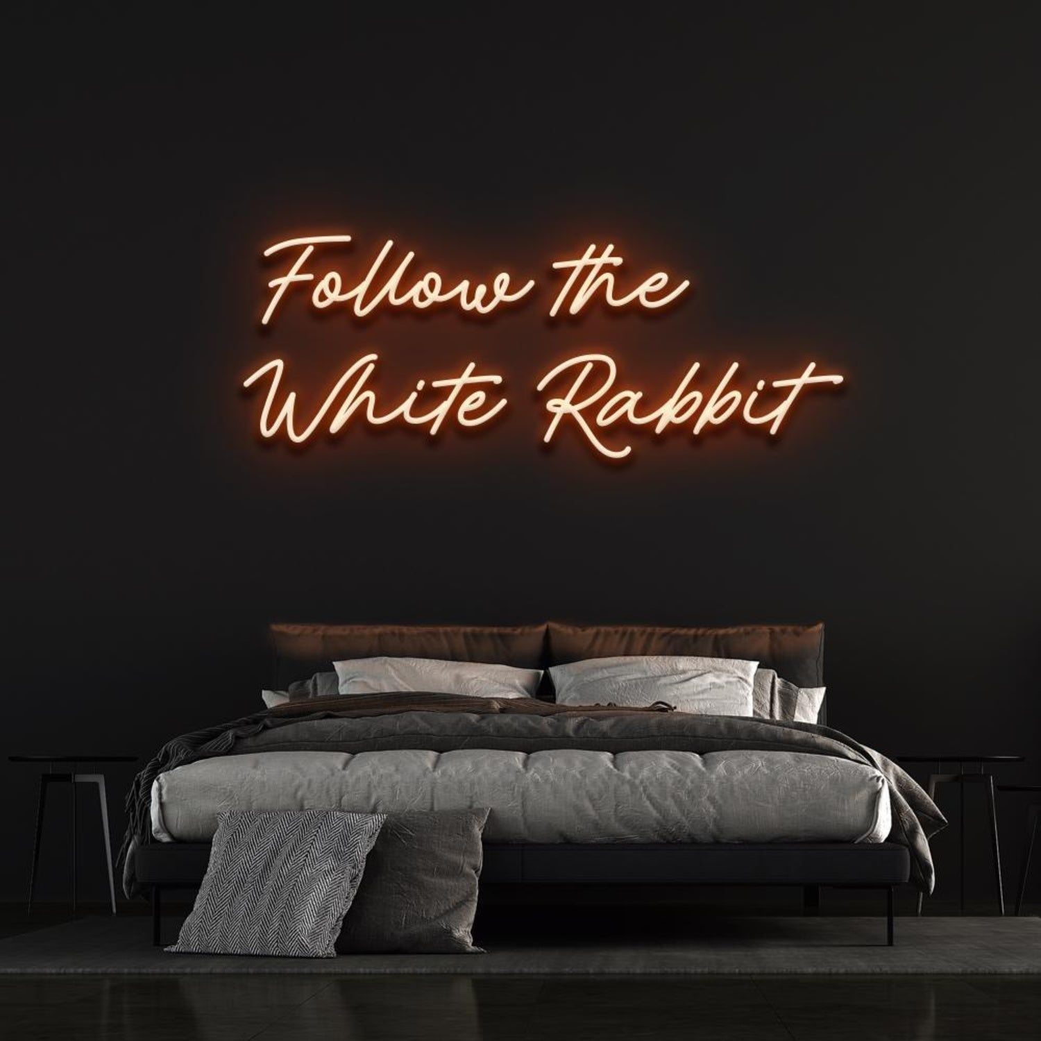 Follow The White Rabbit Warm Amber Led Neon Sign For Bedroom Decor | Shineneon