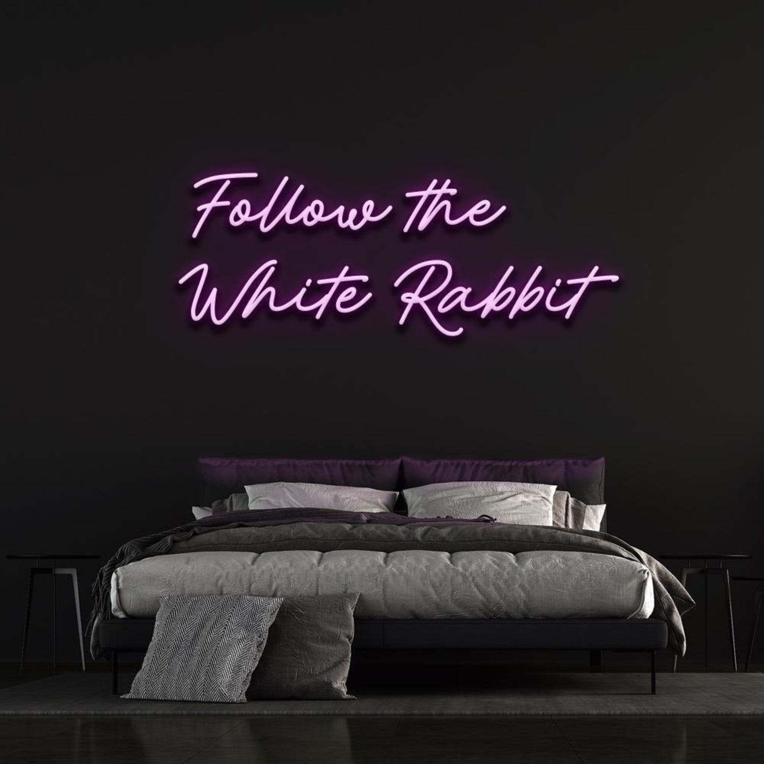 Follow The White Rabbit Warm Amber Led Neon Sign For Bedroom Decor | Shineneon