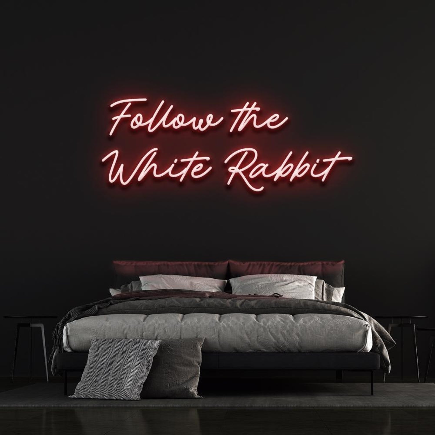 Follow The White Rabbit Warm Amber Led Neon Sign For Bedroom Decor | Shineneon