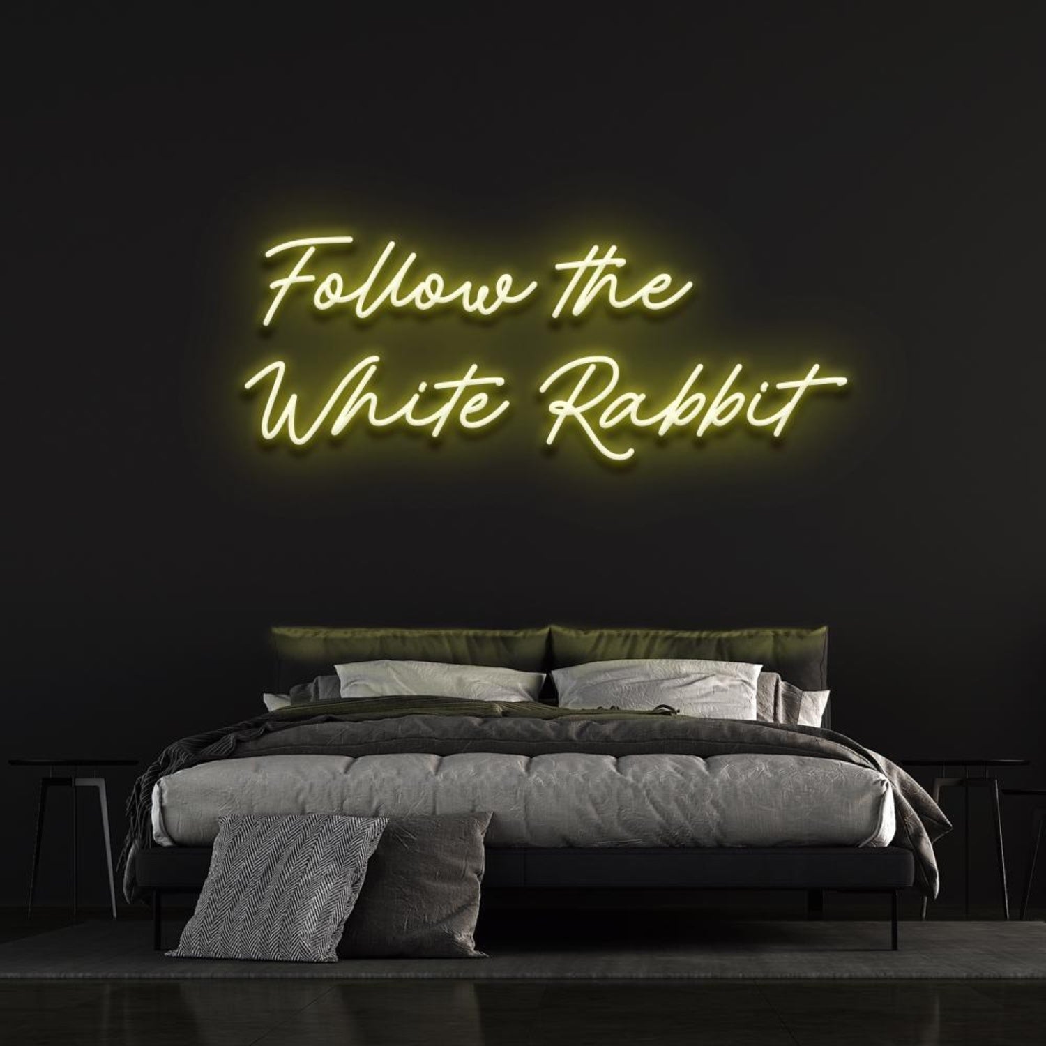 Follow The White Rabbit Warm Amber Led Neon Sign For Bedroom Decor | Shineneon