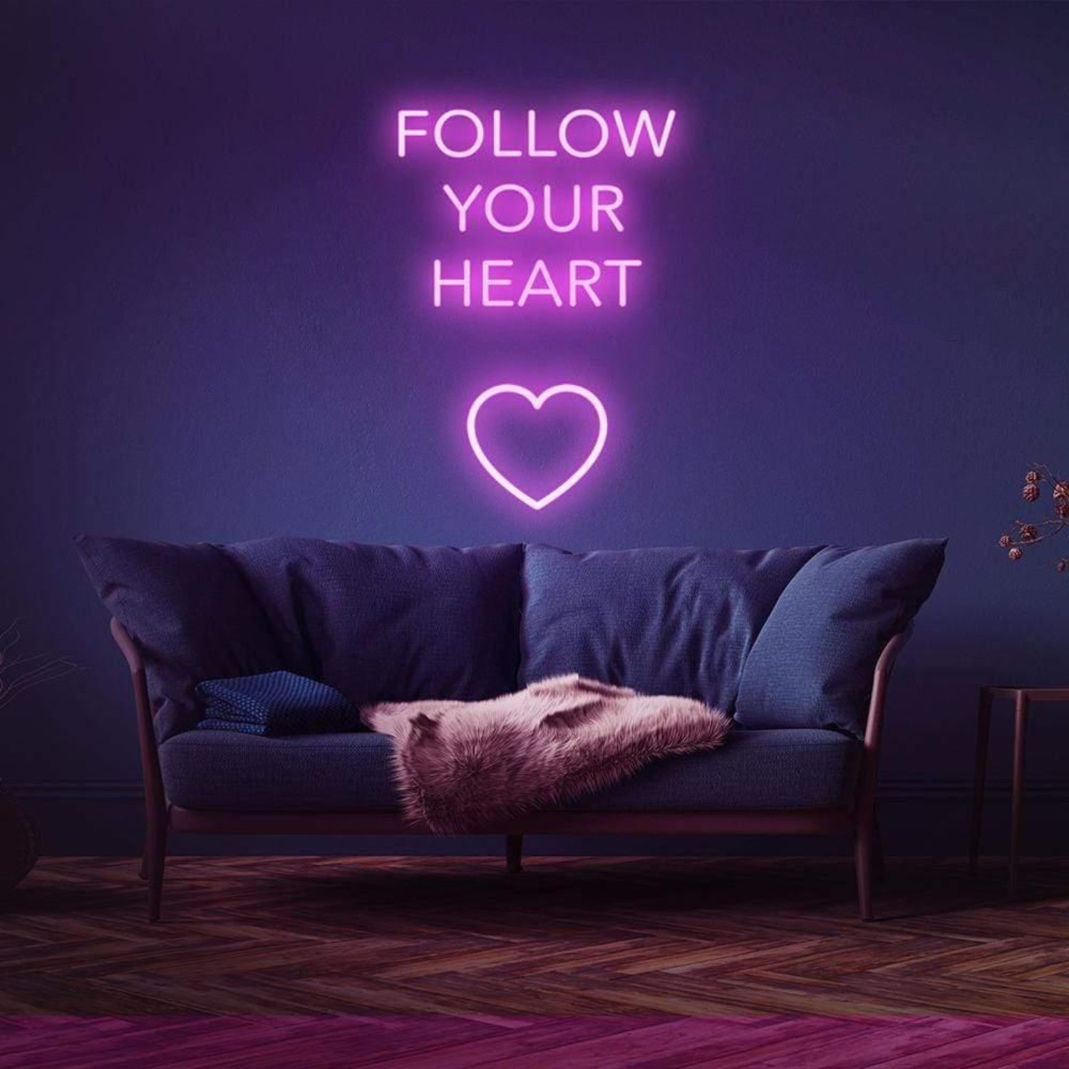 Follow Your Heart Light Blue Led Neon Sign With Heart For Home Decor | Shineneon