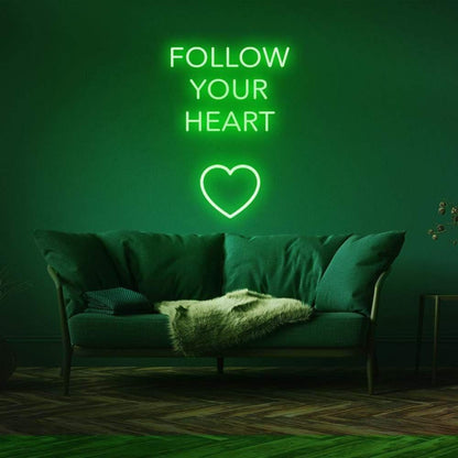 Follow Your Heart Light Blue Led Neon Sign With Heart For Home Decor | Shineneon