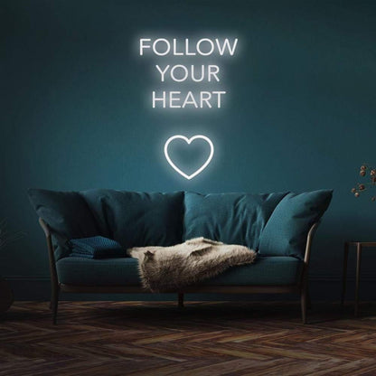 Follow Your Heart Light Blue Led Neon Sign With Heart For Home Decor | Shineneon