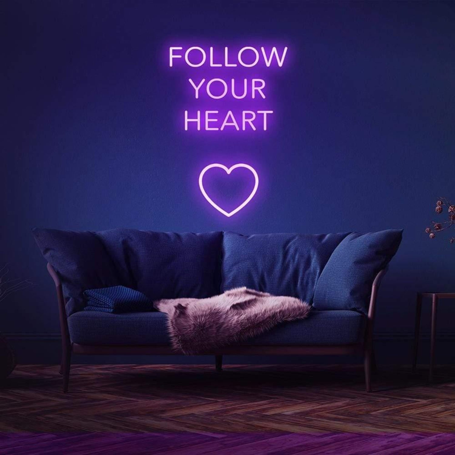 Follow Your Heart Light Blue Led Neon Sign With Heart For Home Decor | Shineneon