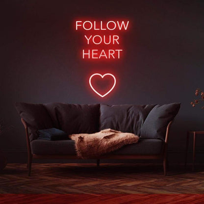 Follow Your Heart Light Blue Led Neon Sign With Heart For Home Decor | Shineneon