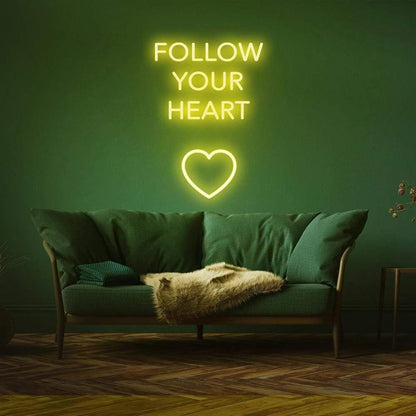 Follow Your Heart Light Blue Led Neon Sign With Heart For Home Decor | Shineneon
