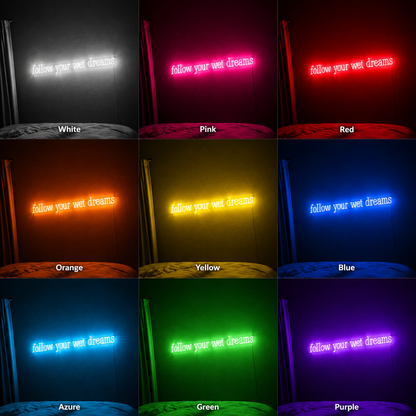 Follow Your Wet Dreams Wall Decor LED Neon Sign - 05 Color Grid