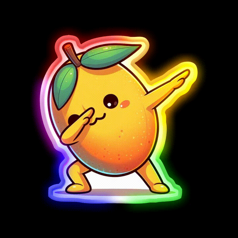 Food Chibi Series Cute Mango Chan 003 Snack Food Led Neon Sign Rgb Color - LED neon sign close-up detail