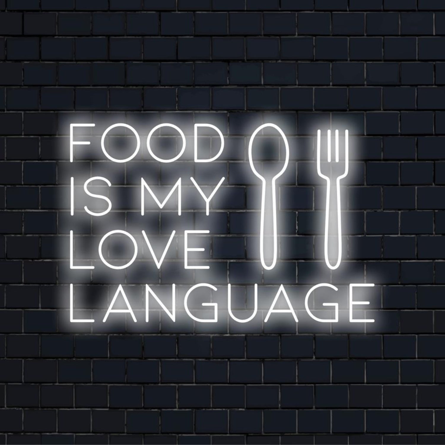 Food Is My Love Language Led Neon Sign With Utensils For Kitchen Dining Decor | Shineneon