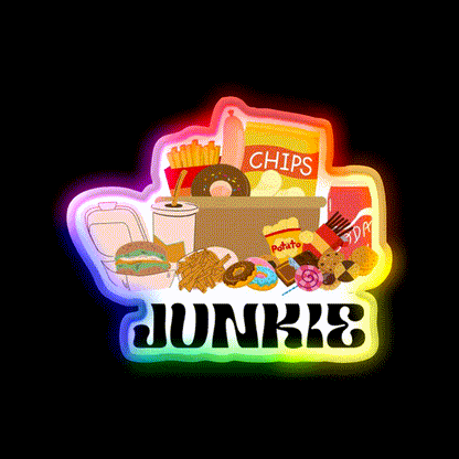 Food Junkie Fast Food Led Neon Sign For Burger Place Rgb Color - LED neon sign close-up detail