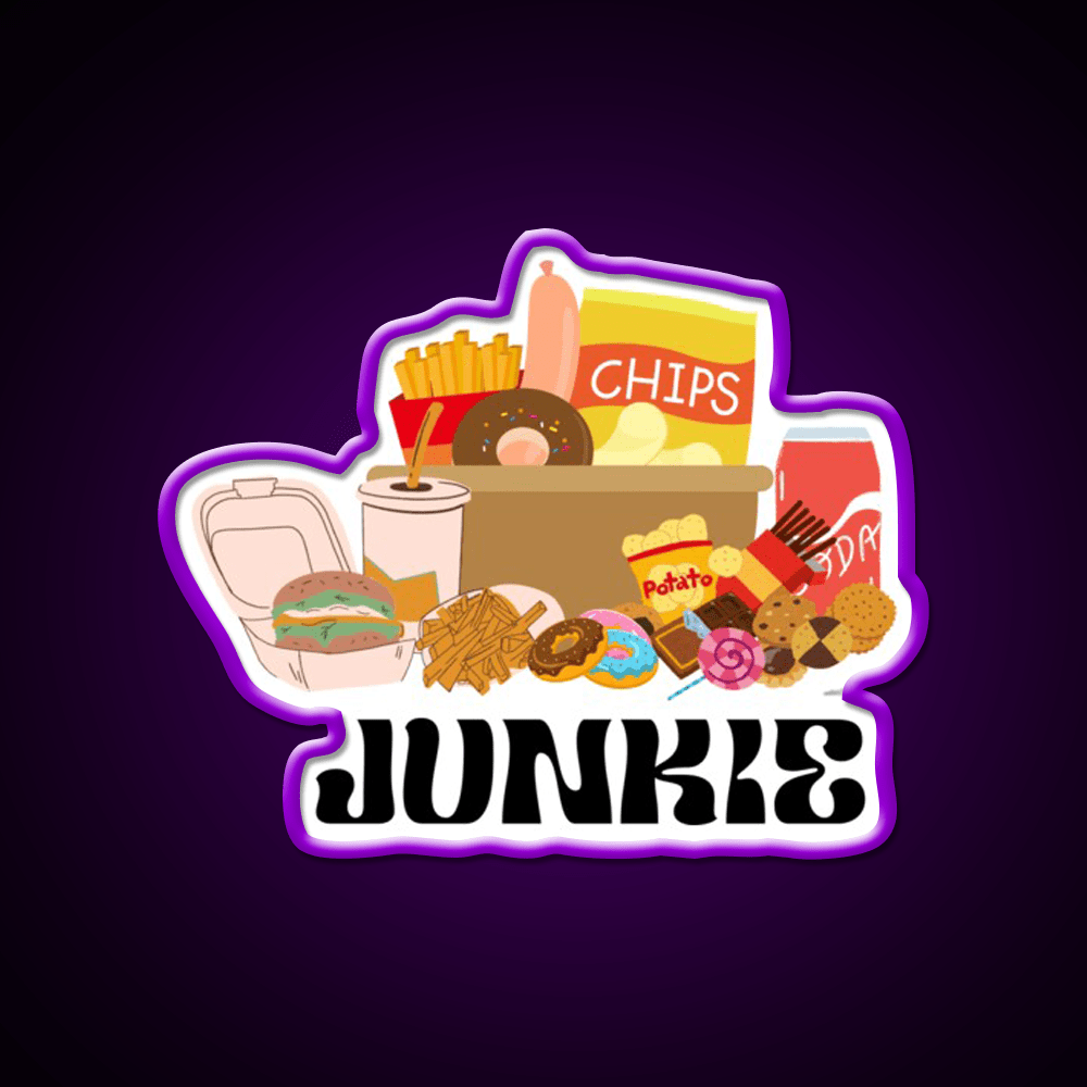 Food Junkie Fast Food Led Neon Sign For Burger Place Rgb Color - Shineneon