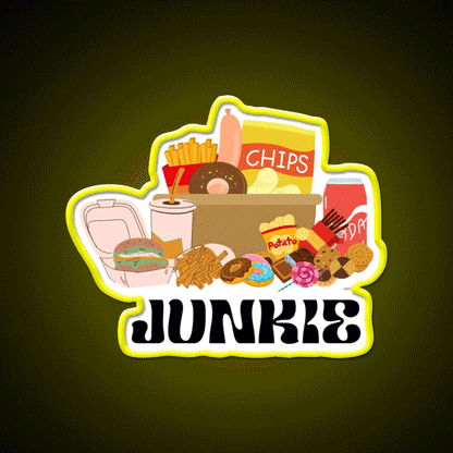 Food Junkie Fast Food Led Neon Sign For Burger Place Rgb Color - Custom LED neon sign front view