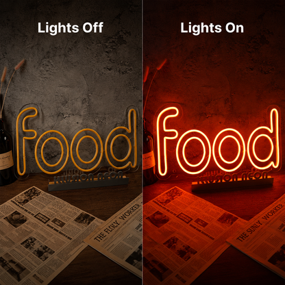 Food LED Neon Sign - 06 Day Night Comparison