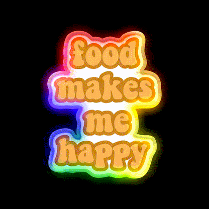Food Makes Me Happy Snack Food Led Neon Sign Rgb Color - LED neon sign close-up detail